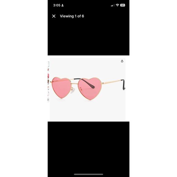 Polarized Heart Shaped Sunglasses Pink Gold Metal Frame - Picture 7 of 7